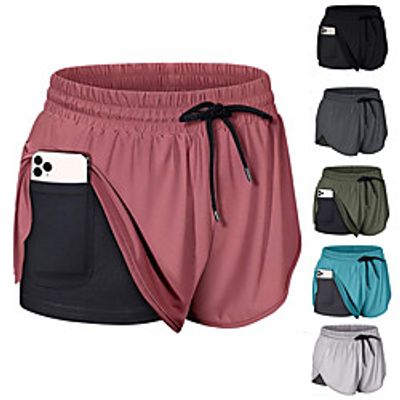 Women's 2 in 1 Running Shorts Athletic Bottoms with Phone Pocket Liner Fitness Gym Workout Running Jogging Training Breathable Quick Dry Soft Sport Solid Colored Dark Grey Black Wine Army Green Grey miniinthebox Women's 2 in 1 Running Shorts Athletic Bottoms with Phone Pocket Liner Fitness Gym Workout Running Jogging Training Breathable Quick Dry Soft Sport Solid Colored Dark Grey Black Wine Army Green Grey miniinthebox