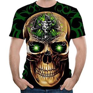 Men's T shirt Graphic 3D Skull Print Tops Black miniinthebox