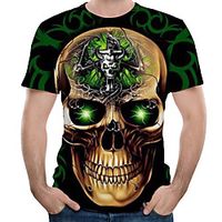 Men's T shirt Graphic 3D Skull Print Tops Black miniinthebox - thumbnail