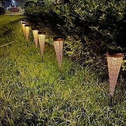 Outdoor Solar Pathway Garden Lights Retro Metal Hollow Landscape Lighting For Yard Garden Path Patio Backyard Walkway Decorative Lamp Lightinthebox