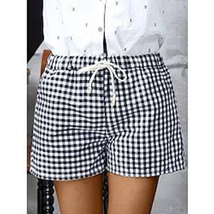 Women's Shorts Cotton And Linen Black White Red  White Fashion Streetwear Street Daily Daily Wear Pocket Short Comfort Plaid M L XL 2XL 3XL miniinthebox