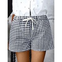 Women's Shorts Cotton And Linen Black White Red  White Fashion Streetwear Street Daily Daily Wear Pocket Short Comfort Plaid M L XL 2XL 3XL miniinthebox - thumbnail