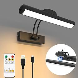 LED Picture Light with Remote Timmer Dimmable Wall Lamp Rechargeable Battery Operated, Rotatable Light Heads 3 Lighting Modes, Display Accent Art Wall Sconces for Painting Picture Frame Mirror Artwork Lightinthebox