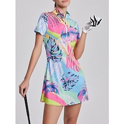 Women's Golf Dress Blue Short Sleeve Sun Protection Dress Ladies Golf Attire Clothes Outfits Wear Apparel Lightinthebox