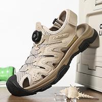 Men's Sandals Outdoor Hiking Sandals Casual Beach Leather Breathable Comfortable Slip Resistant Loafer Elastic Band Black Beige Lightinthebox