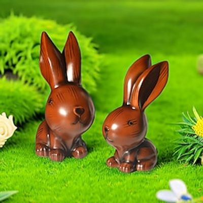 A Pair Brown Rabbit Resin Easter Decoration, Garden Decoration, Potted Landscape Decoration Ornaments Lightinthebox