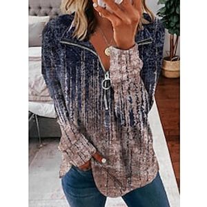 Women's Sweatshirt Pullover Basic Zipper Blue Purple Green Tie Dye Street V Neck Long Sleeve S M L XL 2XL 3XL Lightinthebox