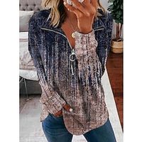 Women's Sweatshirt Pullover Basic Zipper Blue Purple Green Tie Dye Street V Neck Long Sleeve S M L XL 2XL 3XL Lightinthebox - thumbnail