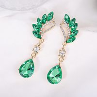 Women's Cubic Zirconia Earrings Fashion Classic Earrings Jewelry Green For Street 1 Pair Lightinthebox - thumbnail