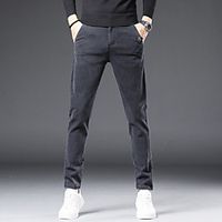 Men's Fashion Streetwear Chinos Trousers Pocket Pants Business Casual Micro-elastic Solid Color Breathable Soft Mid Waist Black Gray 33 34 36 38 Lightinthebox - thumbnail