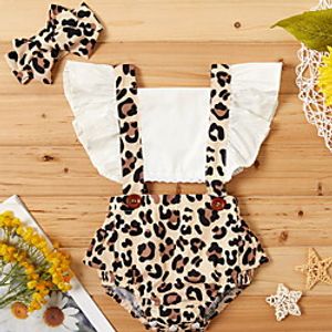 Baby Girls' Basic Leopard Print Sleeveless Romper White miniinthebox