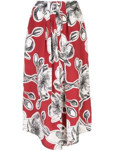 Stine Goya Dahlia-print silk skirt - Red