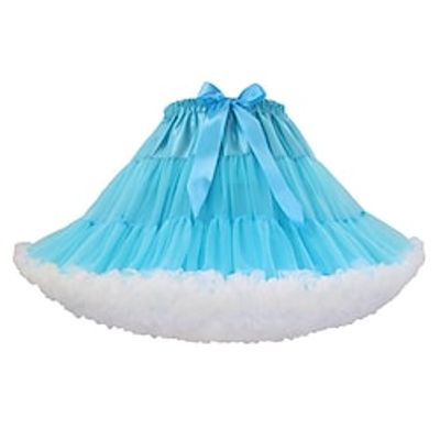 Women's Skirt Petticoat Above Knee Organza Blue Purple Pink White Skirts Summer Pleated Layered Tulle Lined Active Princess Lolita Casual Tutus Performance Homecoming One-Size  Loose Fit Lightinthebox