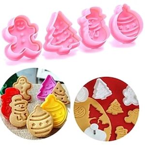 4PCS/set Cookie Stamp Cutters Biscuit Molds Form 3D Cookie Plunger Cutter DIY Baking Mould Tools Gingerbread Cookie Cutters miniinthebox