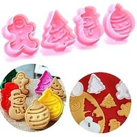 4PCS/set Cookie Stamp Cutters Biscuit Molds Form 3D Cookie Plunger Cutter DIY Baking Mould Tools Gingerbread Cookie Cutters miniinthebox - thumbnail