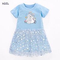 girl's dresses little maven 2021 summer baby girls clothes cotton star print princess party tulle light blue for kids 2-7 years Lightinthebox - thumbnail