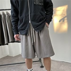 Men's Classic Style Fashion Sweatpants Shorts Drawstring Elastic Waist Knee Length Pants Sports Outdoor Casual Micro-elastic Solid Color Comfort Breathable Mid Waist ArmyGreen Light gray Dark Gray M Lightinthebox