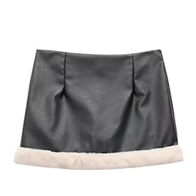 Women's Skirt Mini Faux Leather Black Skirts Winter Patchwork Lined Fashion Elegant Street Daily S M L Lightinthebox Women's Skirt Mini Faux Leather Black Skirts Winter Patchwork Lined Fashion Elegant Street Daily S M L Lightinthebox