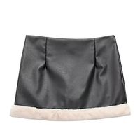 Women's Skirt Mini Faux Leather Black Skirts Winter Patchwork Lined Fashion Elegant Street Daily S M L Lightinthebox - thumbnail