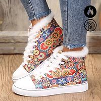 Women's Sneakers Animal Print Plus Size Canvas Shoes Party Daily Fleece Lined Lace-up Flat Heel Round Toe Casual Comfort Preppy Canvas Lace-up Leopard Floral Striped Colorful Black Blue Lightinthebox - thumbnail