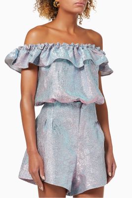 Honolulu Crop Top in Metallic Fabric Honolulu Crop Top in Metallic Fabric