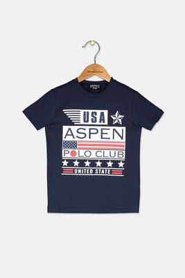 Kids Boys Graphic Print USA T-Shirt Navy Kids Boys Graphic Print USA T-Shirt Navy