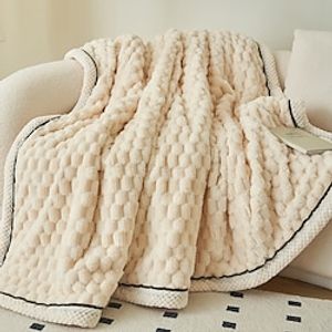 Weighted Heavy Cozy Sherpa Blanket Double Layer Thickened Nap Blanket With Bean Velvet Blanket Flannel Small Blanket Bed Sheet Coral Velvet Cover Blanket Sofa Blanket miniinthebox