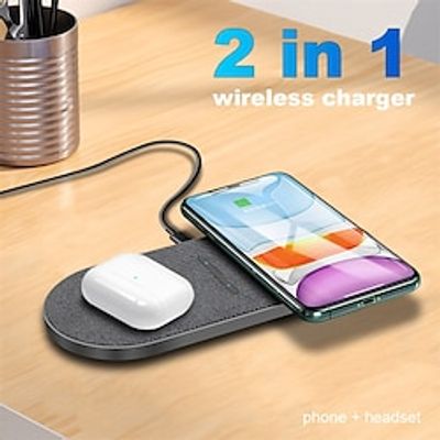 Dual Wireless Charging Pad for iPhone 15 14 13 12 11 XS XR X 8 Samsung S23 S22 S21 2 in 1 Fast Charger Mat for Airpods 3 Pro miniinthebox Dual Wireless Charging Pad for iPhone 15 14 13 12 11 XS XR X 8 Samsung S23 S22 S21 2 in 1 Fast Charger Mat for Airpods 3 Pro miniinthebox