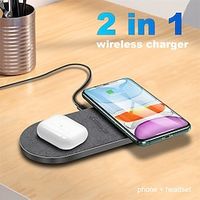 Dual Wireless Charging Pad for iPhone 15 14 13 12 11 XS XR X 8 Samsung S23 S22 S21 2 in 1 Fast Charger Mat for Airpods 3 Pro miniinthebox - thumbnail