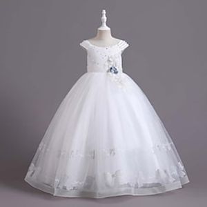 Kids Little Girls' Dress Solid Colored A Line Dress Party Performance White Blue Pink Asymmetrical Short Sleeve Princess Sweet Dresses Fall Winter Regular Fit 3-12 Years miniinthebox
