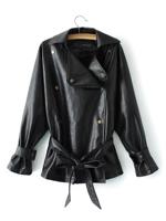 Pure Color PU Leather Women Jackets