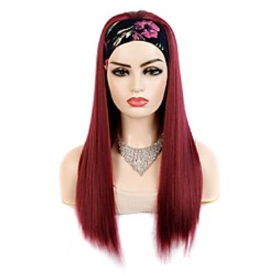 Headband Wig Black Wine Blond Synthetic Straight (Random colored headband) Lightinthebox