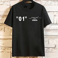 Men's Unisex Tee T shirt Hot Stamping Graphic Prints Letter Plus Size Print Short Sleeve Casual Tops Cotton Basic Fashion Designer Big and Tall White Black Lightinthebox - thumbnail
