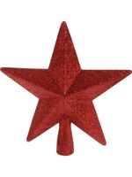 Homesmiths Christmas Treetop Star 19cm Red Glitter - thumbnail