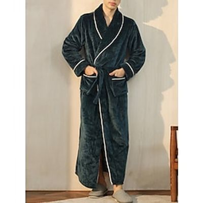 Men's Pajamas Robe Bathrobe Bath Gown 1 pcs Plain Stylish Casual Comfort Home Daily Bed Fleece Comfort Warm V Neck Long Sleeve Pocket Fall Winter Black Pink Lightinthebox Men's Pajamas Robe Bathrobe Bath Gown 1 pcs Plain Stylish Casual Comfort Home Daily Bed Fleece Comfort Warm V Neck Long Sleeve Pocket Fall Winter Black Pink Lightinthebox