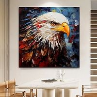 Hand painted Bold Bald Eagle Canvas painting hand painted Wall Art Colorful Eagle texture Oil Painting Style Vibrant Wildlife Art painting  for Home and Office Decor Gift for Avian Lovers Lightinthebox