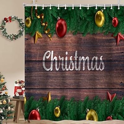 Christmas Bathroom Deco Shower Curtain with Hooks Bathroom Decor Waterproof Fabric Shower Curtain Set with12 Pack Plastic Hooks miniinthebox Christmas Bathroom Deco Shower Curtain with Hooks Bathroom Decor Waterproof Fabric Shower Curtain Set with12 Pack Plastic Hooks miniinthebox