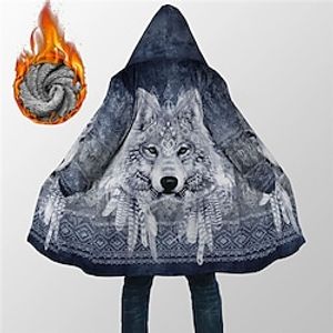 Men's Coat Warm Sports  Outdoor Zipper Animal Wolf Graphic Prints 3D Printed Graphic Hoodie Fashion Jacket Outerwear Long Sleeve Zipper Fall  Winter Lightinthebox