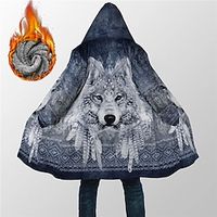 Men's Coat Warm Sports  Outdoor Zipper Animal Wolf Graphic Prints 3D Printed Graphic Hoodie Fashion Jacket Outerwear Long Sleeve Zipper Fall  Winter Lightinthebox - thumbnail
