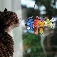 Window Hanging Suncatcher Vivid Color Easy To Hang Hand-Painted Bird Window Hangings Pendant Lightinthebox