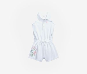 Baby Girls Embroidered Flower Romper  White