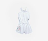 Baby Girls Embroidered Flower Romper  White - thumbnail