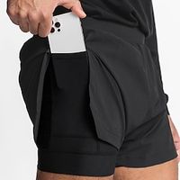 Men's Shorts Sunday Shorts Sports Going out Weekend Running Casual Elastic Waist Plain Knee Length Gymnatics Activewear Black White Micro-elastic Lightinthebox - thumbnail