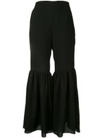 Goen.J seersucker flared trousers - Black