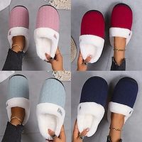 Winter Plush Lined House Slippers, Horn Buckle Decor Closed Toe Soft Sole Shoes, Cozy Warm Home Slippers, Christmas Gift Xmas Gift miniinthebox - thumbnail