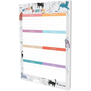 Collins Maru Cat Design A4 Weekly Pad - 7 Day Planner 60 Sheets