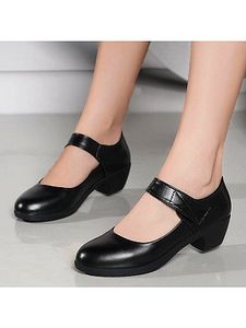 Plain Chunky Mid Heeled Round Toe Casual Date Pumps