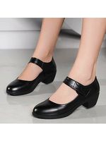 Plain Chunky Mid Heeled Round Toe Casual Date Pumps - thumbnail