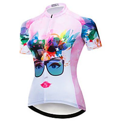 21Grams Women's Short Sleeve Cycling Jersey Summer Spandex Polyester Pink Floral Botanical Bike Jersey Top Mountain Bike MTB Road Bike Cycling Quick Dry Moisture Wicking Breathable Sports Clothing miniinthebox