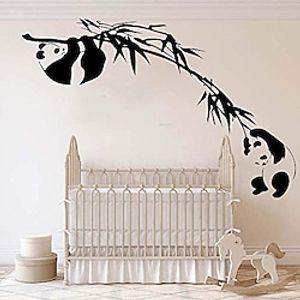 panda wall stickers murals panda bamboo tree branch wall decals kids room baby nursery asian animal forest jungle panda Removable PVC DIY wall stickers bedroom roommates miniinthebox
